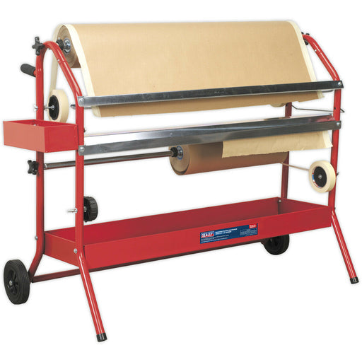 Masking Paper Dispenser Trolley - Holds 2 x 900mm Rolls - Two Storage Trays Loops