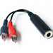 0.5m 2 RCA PHONO Male to 6.35mm ¼" Jack Stereo Socket Cable Headphone Adapter Loops