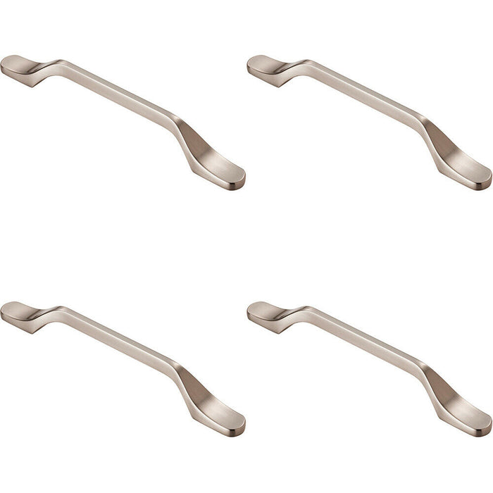 4x Straight Slimline Cupboard Pull Handle 160mm Fixing Centres Satin Nickel Loops