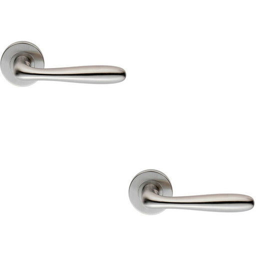2x PAIR Smooth Rounded Bar Handle on 8mm Round Rose Concealed Fix Satin Steel Loops