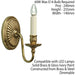 Luxury Georgian Single Curved Arm Wall Light Solid Brass Gloss Ivory Candelabra Loops