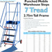 7 Tread Mobile Warehouse Stairs Punched Steps 2.75m EN131 7 BLUE Safety Ladder Loops