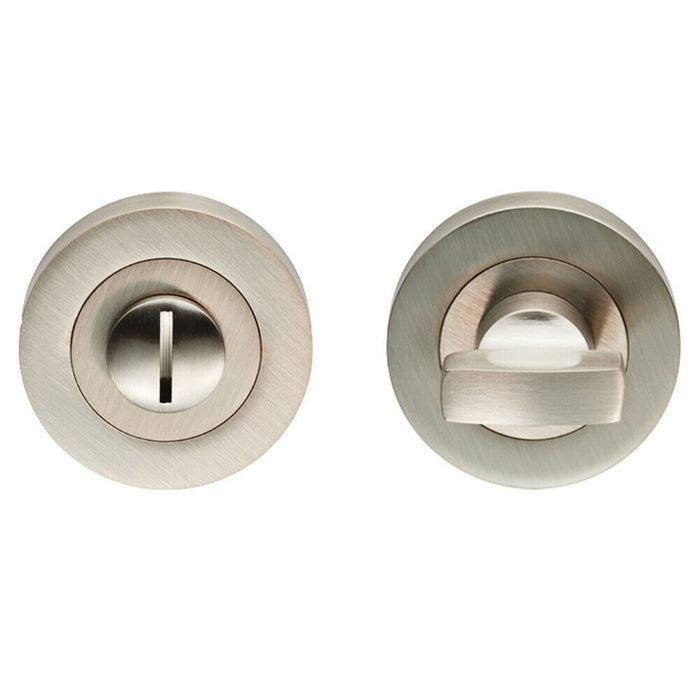 Thumbturn Lock and Release Handle Concealed Fix Round Rose Satin Nickel Loops