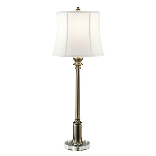 Table Lamp Taller Slim True White Cotton Linen Shade Bali Brass LED E27 60W Loops