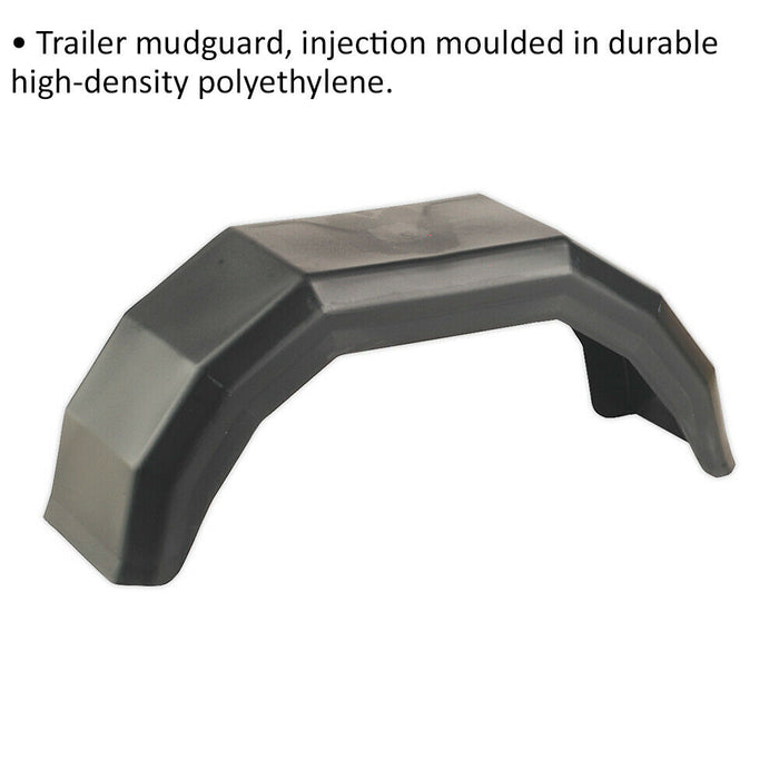 Moulded Plastic Trailer Mudguard - 620 x 180mm - Suitable for 250mm Wheels Loops
