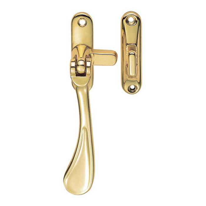 Spoon End Reversible Casement Window Fastener 124mm Length Polished Brass Loops