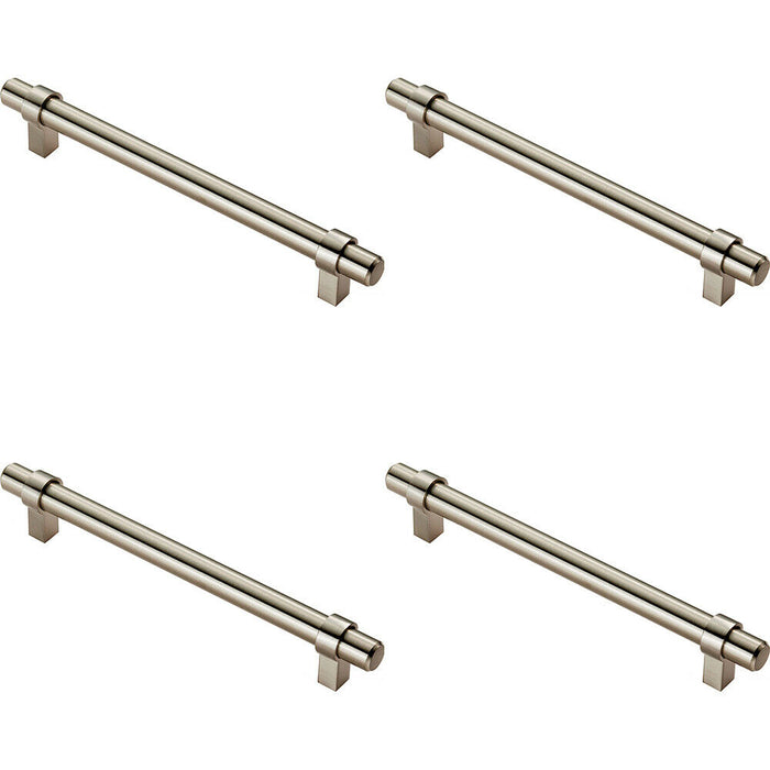 4x Round T Bar Cabinet Pull Handle 200 x 14mm 160mm Fixing Centres Satin Nickel Loops