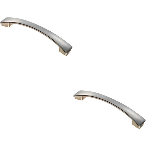 2x Curved Bow Pull Handle 183 x 26mm 160mm Fixing Centres Satin Nickel Loops