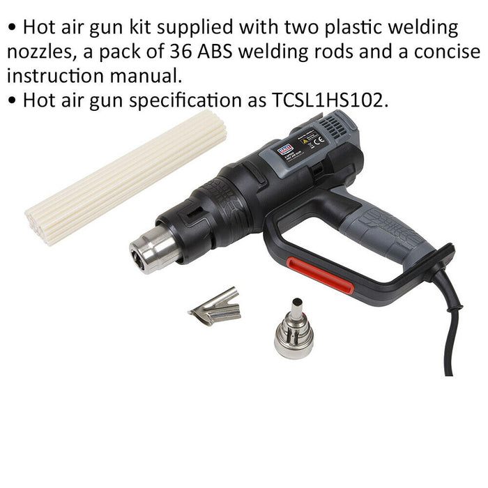 Plastic Welding Kit with ys04663 Hot Air Gun - 36 x ABS Welding Rods & 2 Nozzles Loops