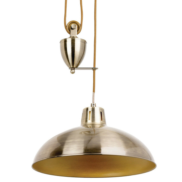 Hanging Ceiling Pendant Light ADJUSTABLE HEIGHT Industrial Brass Rise Fall Drop Loops