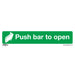 10x PUSH BAR TO OPEN Health & Safety Sign - Rigid Plastic 300 x 70mm Warning Loops
