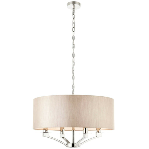 Ceiling Pendant Light Polished Nickel Plate & Beige Fabric 4 x 40W E14 Loops
