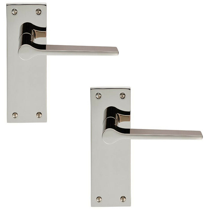 2x PAIR Flat Straight Handle on Slim Latch Backplate 150 x 50mm Polished Nickel Loops