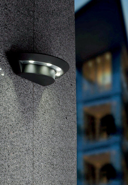 Outdoor IP54 Wall Light Sconce Graphite Finish LED 7W Bulb Outside External Loops