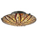 Semi Flush Light Tiffany Style Coloured Glass Uplight Valiant Bronze LED E27 60W Loops