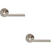 2x PAIR Straight Plinth Mounted Handle on Round Rose Concealed Fix Satin Nickel Loops