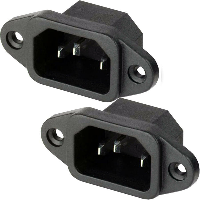 2x IEC C14 Power Socket 10A Screw In PCB Inlet Panel Chassis Mount Connector Loops