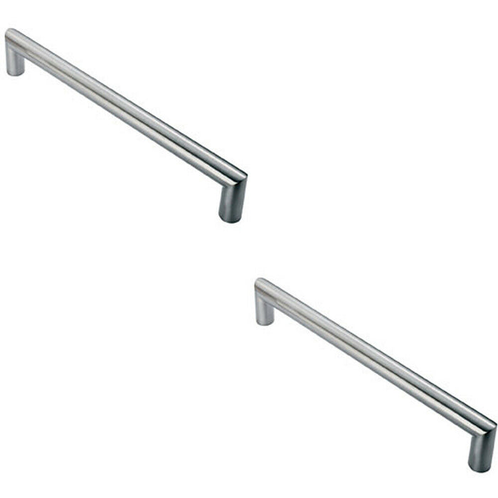 2x 30mm Mitred Pull Door Handle 450mm Fixing Centres Satin Stainless Steel Loops