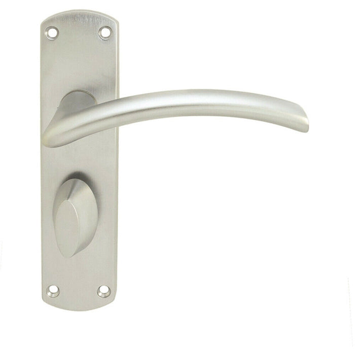 Arched Lever on Bathroom Backplate Door Handle 170 x 42mm Satin Chrome Loops