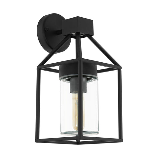 IP44 Outdoor Wall Light Black & Square Glass shade 1x 60W E27 Bulb Porch Lamp Loops