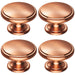 4x Ring Domed Cupboard Door Knob 38.5mm Diameter Satin Copper Cabinet Handle Loops