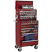 Heavy Duty 15 Drawer Topchest & Rollcab Bundle - 147 Piece Tool Kit - Red Loops
