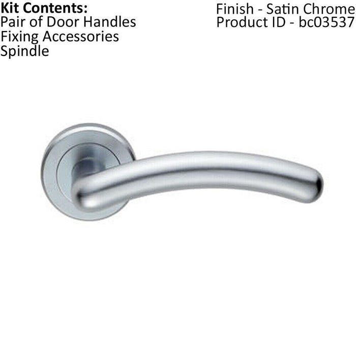 PAIR Arched Round Bar Handle on Concealed Fix Round Rose Satin Chrome Loops