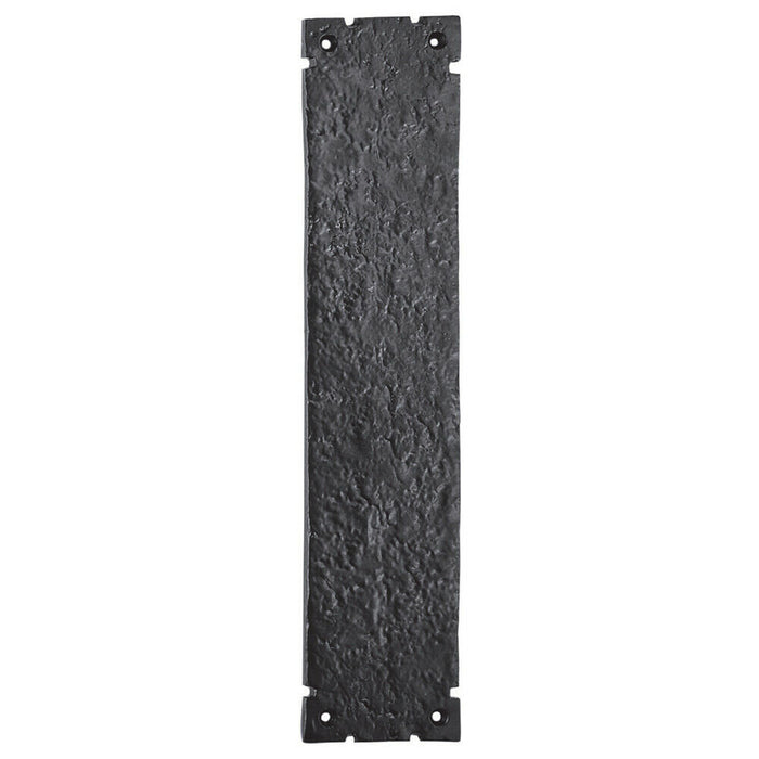 Traditional Forged Door Finger Plate 315 x 67mm Black Antique Textured Finish Loops