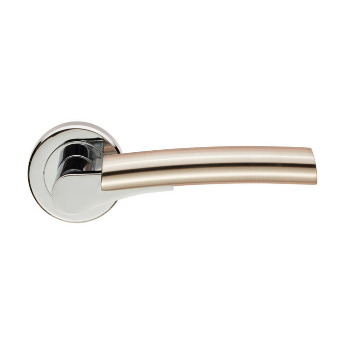 4x PAIR Two Part Lever on Round Rose Concealed Fix Polished Chrome Satin Nickel Loops