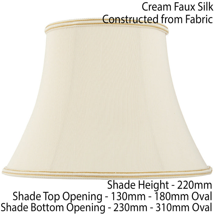 12" Bowed Oval Handmade Lamp Shade Cream Fabric Classic Table Light Bulb Cover Loops