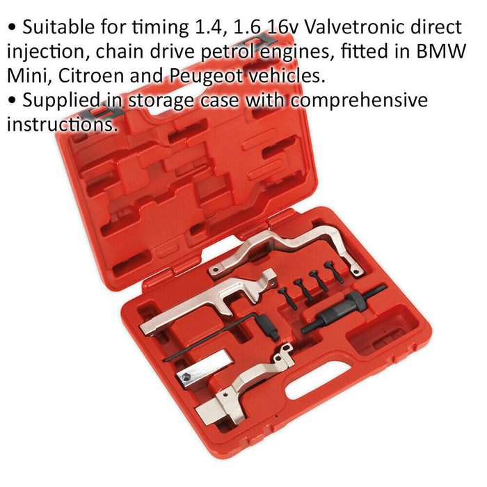 Petrol Engine Timing Tool Kit - CHAIN DRIVE - For Citroen Peugeot & Mini 1.4 1.6 Loops