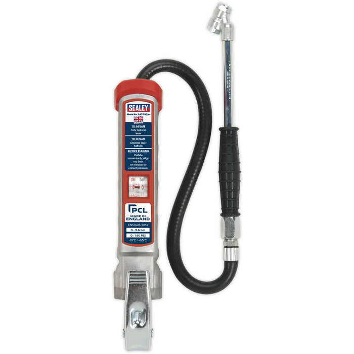 Premium Tyre Inflator - Twin Push-On Connector - 240mm Long Reach Arm & Gauge Loops