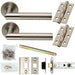 Door Handle & Latch Pack Satin Steel Modern Knurled Bar Screwless Round Rose Loops