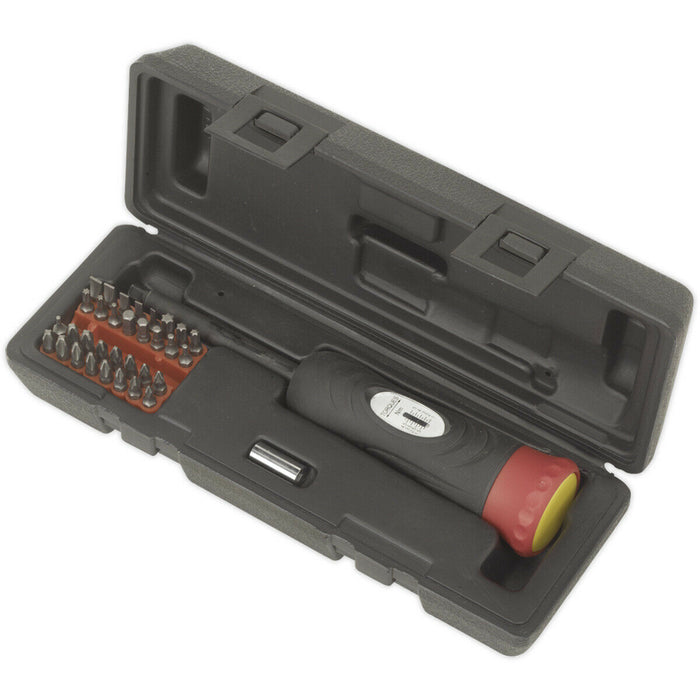 34 PACK Torque Screwdriver Set - 2-10Nm 1/4" Square Drive & Various Bits / Case Loops