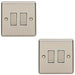 2 PACK 2 Gang Double Metal Light Switch SATIN STEEL 2 Way 10A White Trim Loops