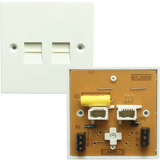 BT Telephone Dual Port PSTN Master Socket Screw Terminal Wall Adapter Plate 5/4A Loops