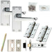 Door Handle & Latch Pack Chrome Victorian Straight Lever Backplate 150 x 42mm Loops