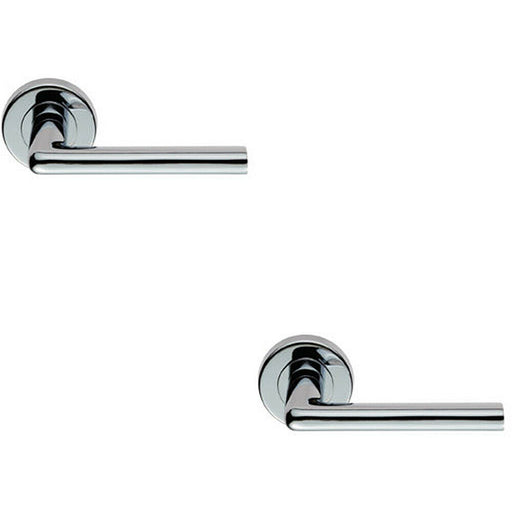 2x PAIR Rounded Straight Bar Handle Concealed Fix Round Rose Polished Chrome Loops