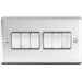 5 PACK 6 Gang Metal Multi Light Switch SATIN STEEL 2 Way 10A Grey Trim Loops