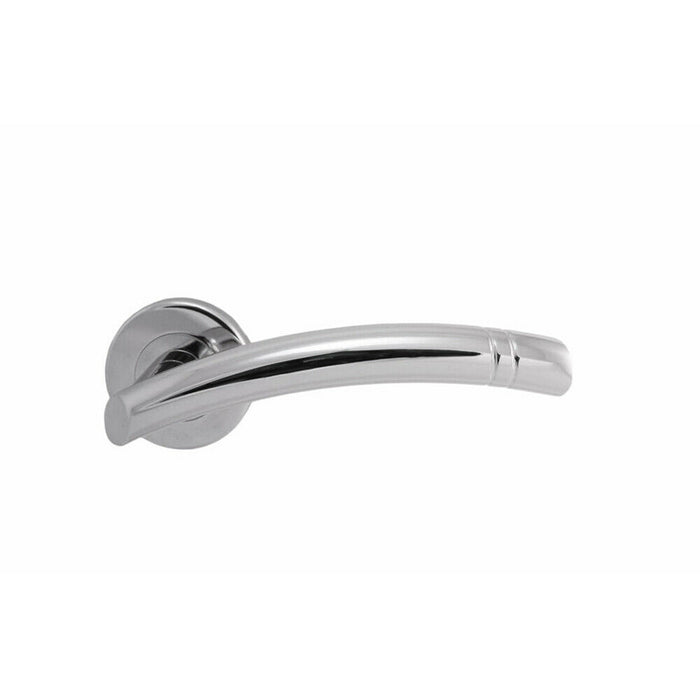 PAIR Arched Round Bar Lever with Ring Detailing Concealed Fix Polished Chrome Loops