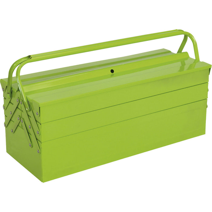 530 x 210 x 220mm Cantilever Toolbox - GREEN - 4 Tray Portable Tool Storage Case Loops