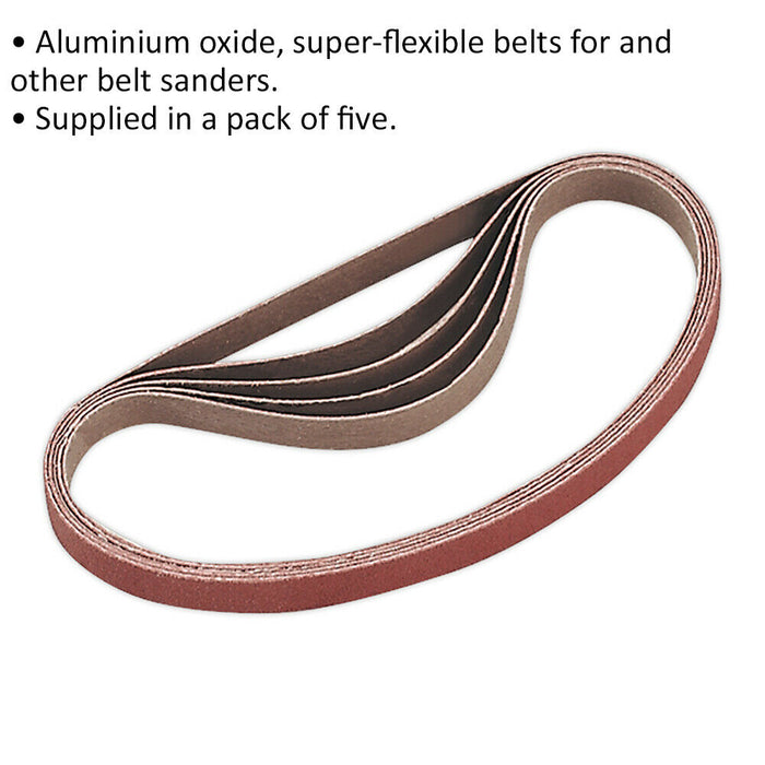 5 PACK - 10mm x 330mm Sanding Belts - 120 Grit Aluminium Oxide Slim Detail Loop Loops