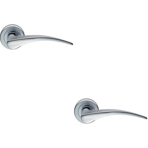 2x PAIR Arched Tapered Handle on Round Rose Concealed Fix Satin Chrome Loops