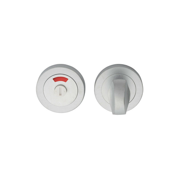 Thumbturn Lock And Release Handle With Indicator 50mm Dia Satin Chrome Loops