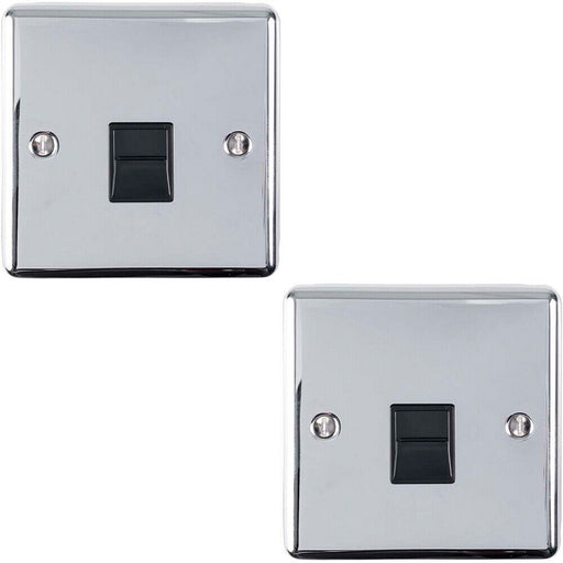 2 PACK BT Telephone Slave Extension Socket CHROME & Black Secondary Plate Loops