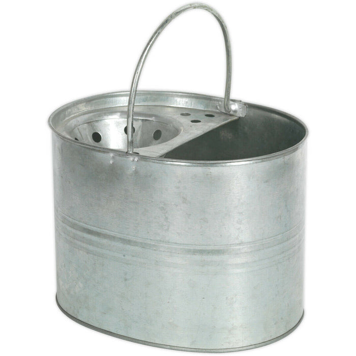 13 Litre Heavy Duty Galvanized Mop Bucket - Mop Head Wringer - Carry Handle Loops