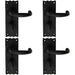 4x PAIR Forged Curved Handle on Bathroom Backplate 155 x 54mm Black Antique Loops
