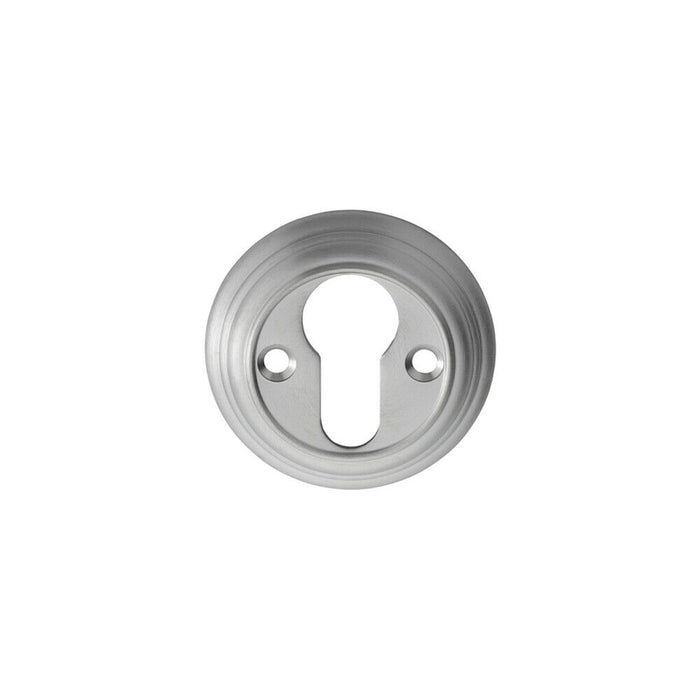 55mm Euro Profile Round Escutcheon Reeded Design Satin Chrome Keyhole Cover Loops
