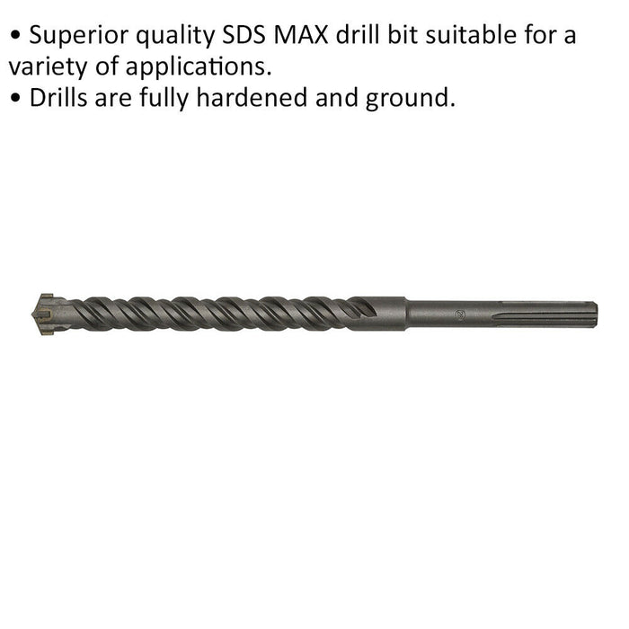 28 x 370mm SDS Max Drill Bit - Fully Hardened & Ground - Masonry Drilling Loops