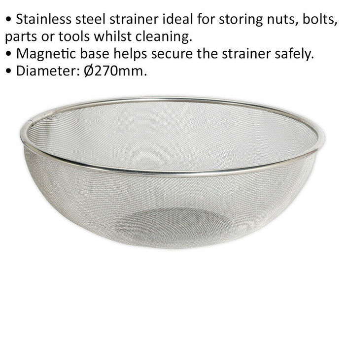 Magnetic Stainless Steel Parts Strainer - Nuts Bolts Part Holder - Cleaning Tray Loops